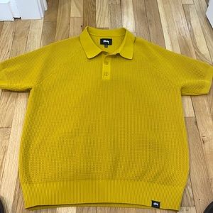 Stussy yellow button collar shirt- size M